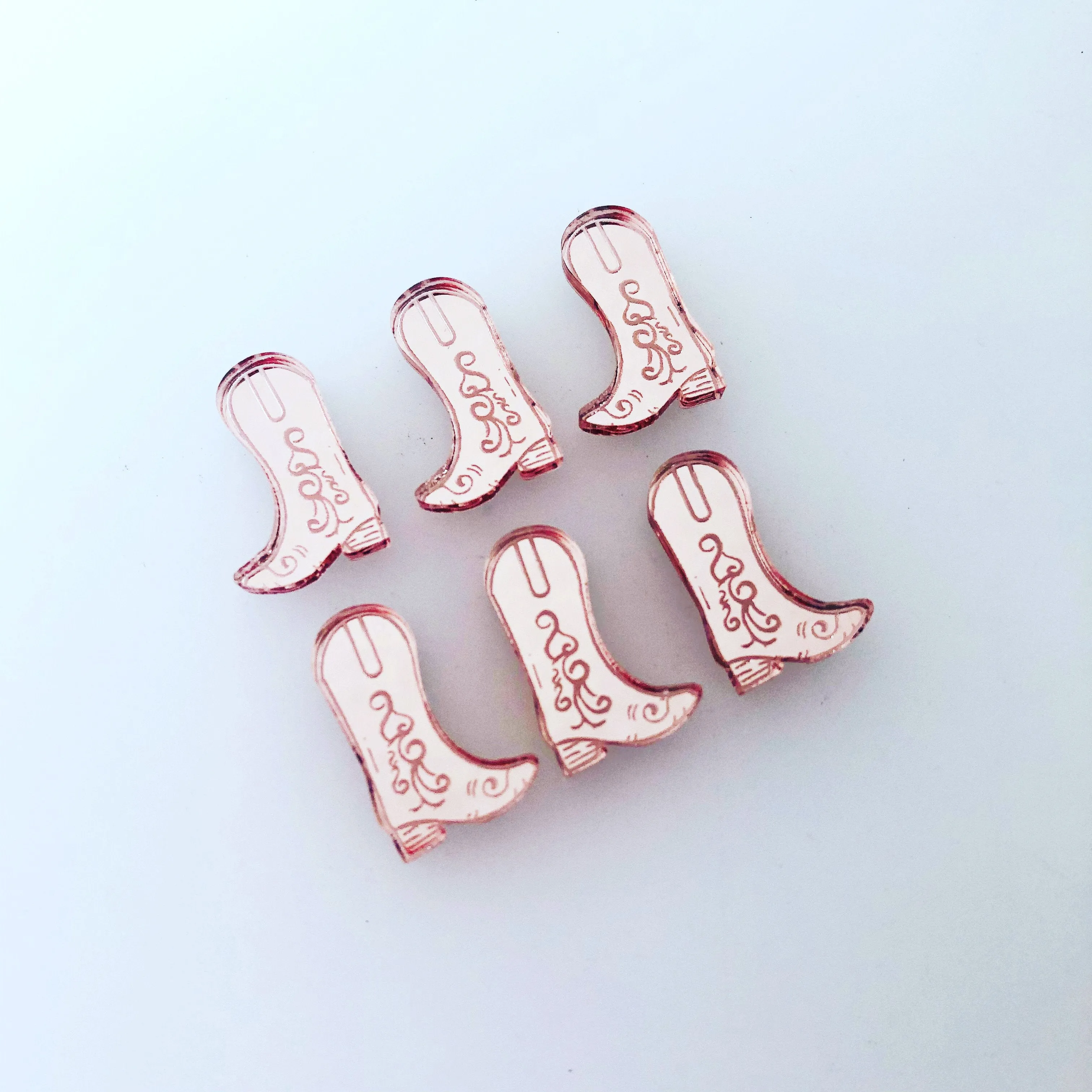 © Etched Cowgirl Boots Charms -6 Pair Set