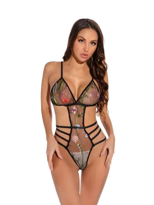 1 Piece Womens Dress Lace Fishnet Teddies - Sleepwear Lingerie Bodysuits with G-String
