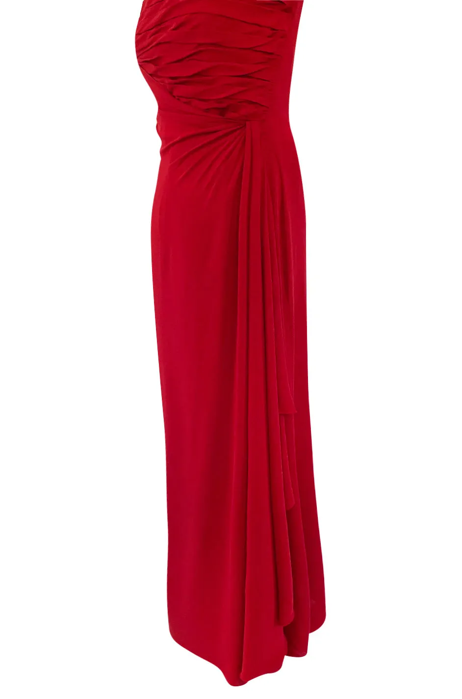 2010s Valentino Strapless Stretch Silk Crepe Dress w Gathered Bodice & Side Detailed Skirt