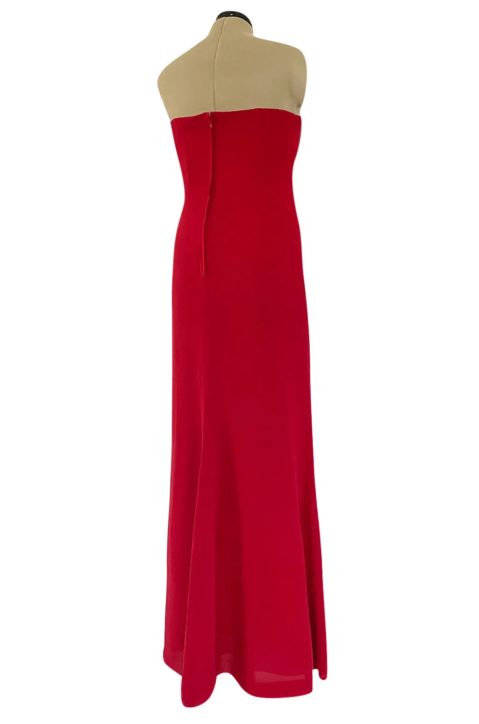 2010s Valentino Strapless Stretch Silk Crepe Dress w Gathered Bodice & Side Detailed Skirt