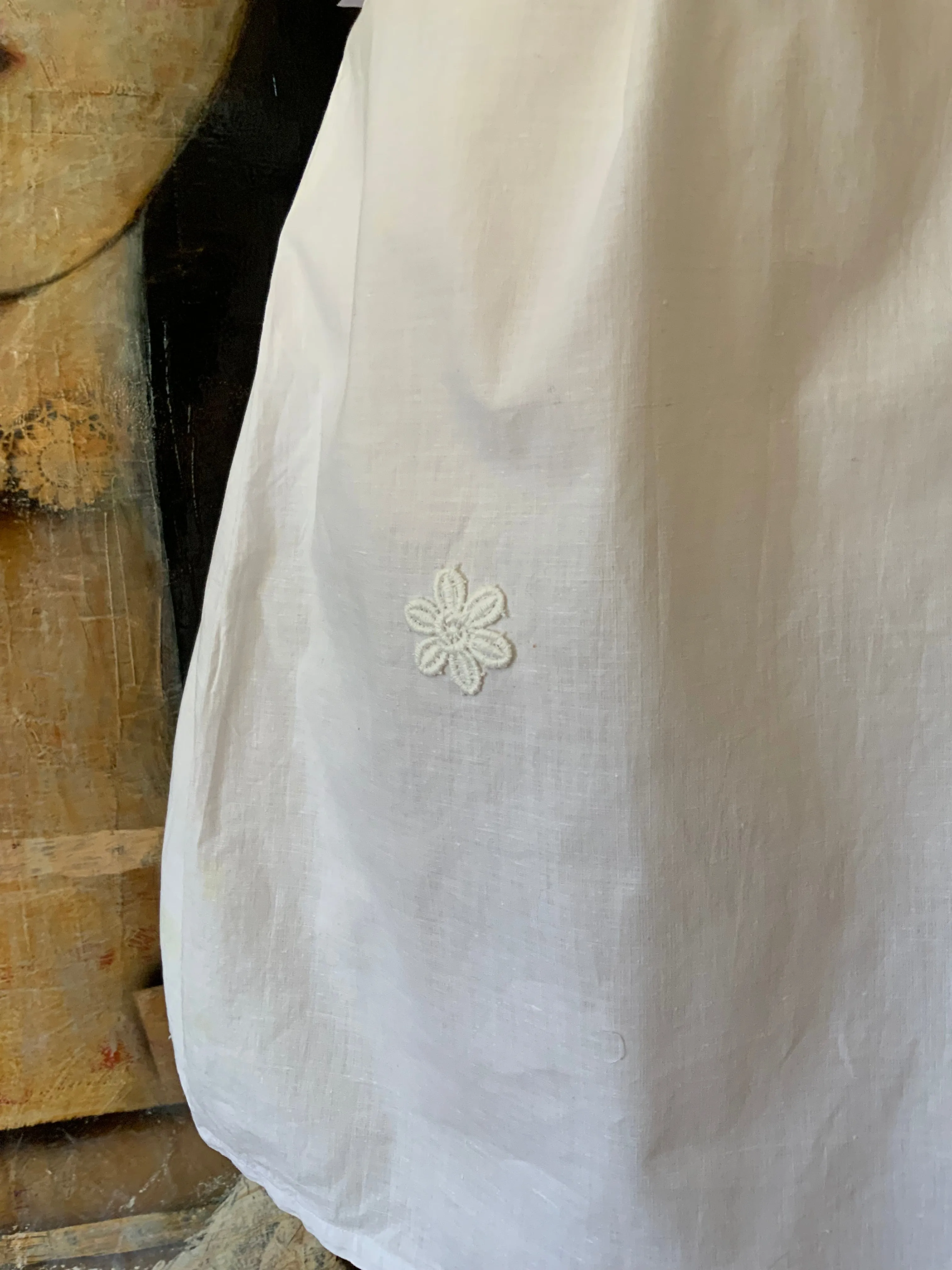 Antique Cotton Nightgown Purple Embroidery - 1910 - ED7