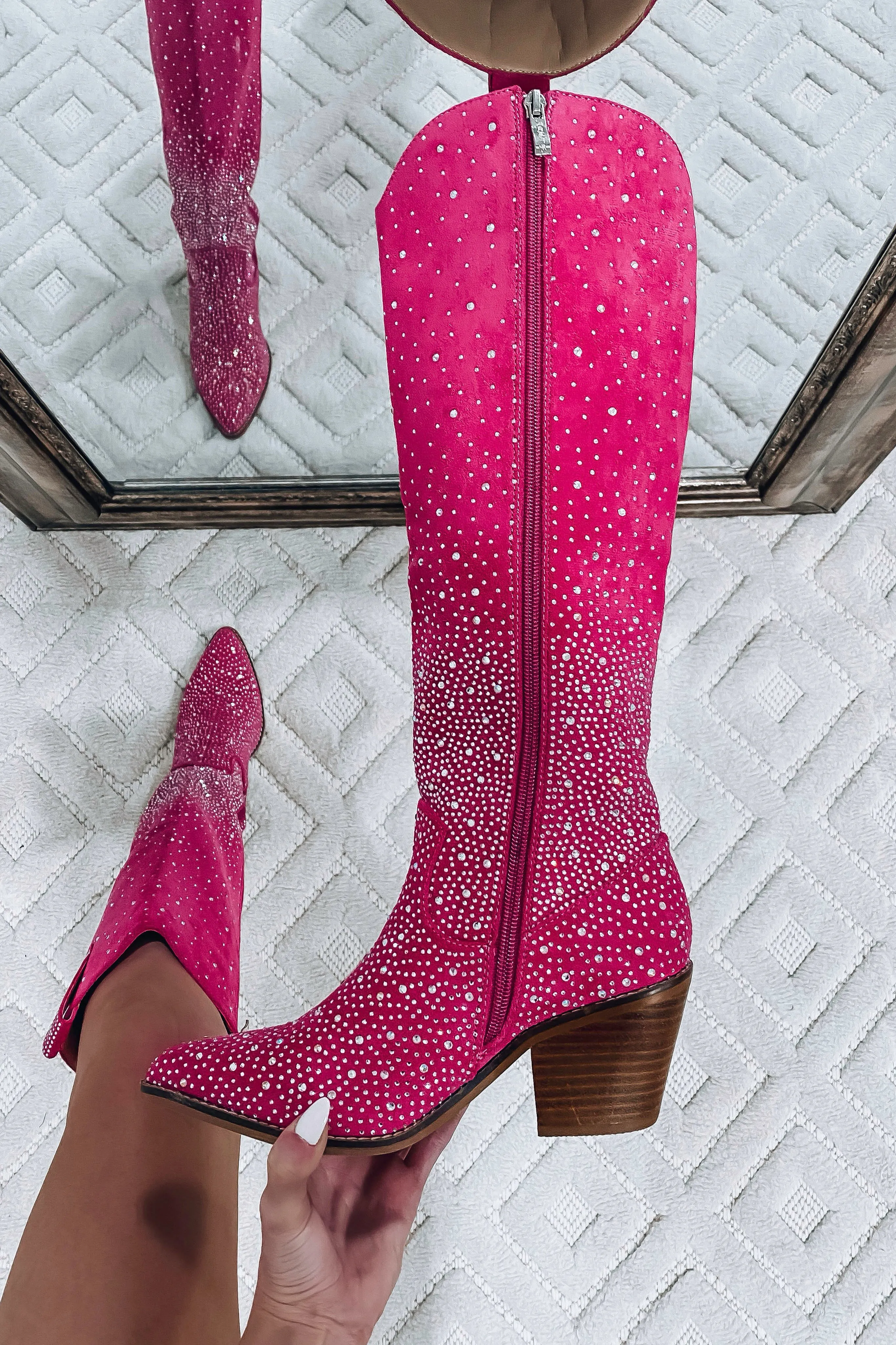 Arii Fuchsia Rhinestone Boots