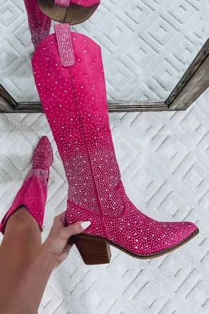 Arii Fuchsia Rhinestone Boots
