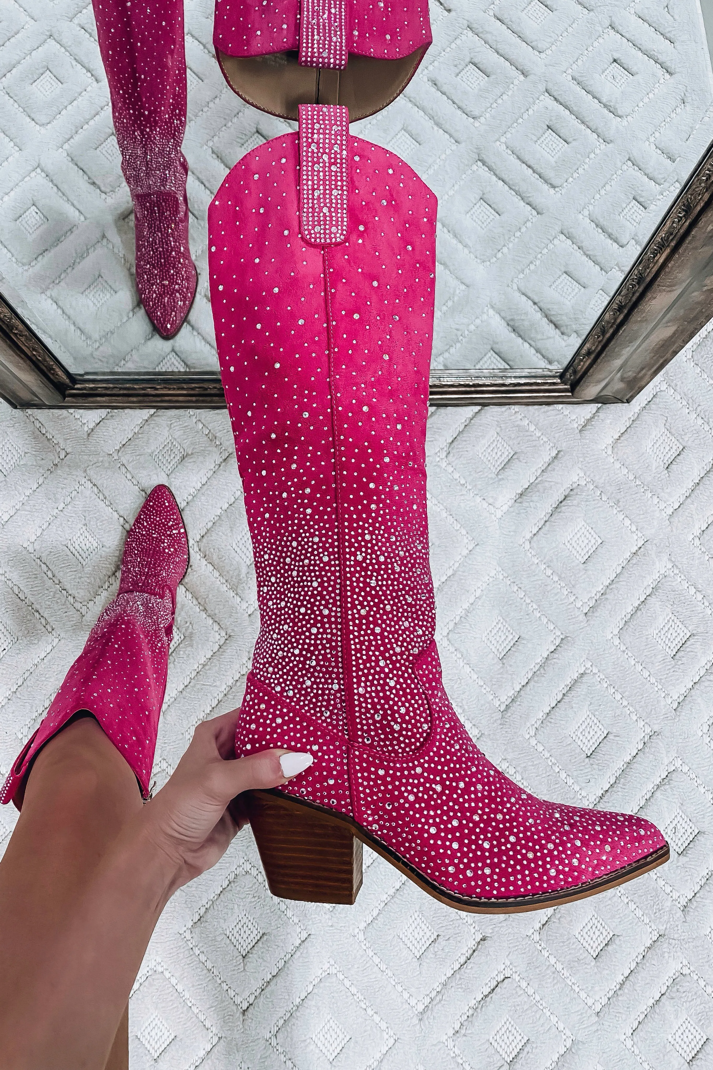 Arii Fuchsia Rhinestone Boots