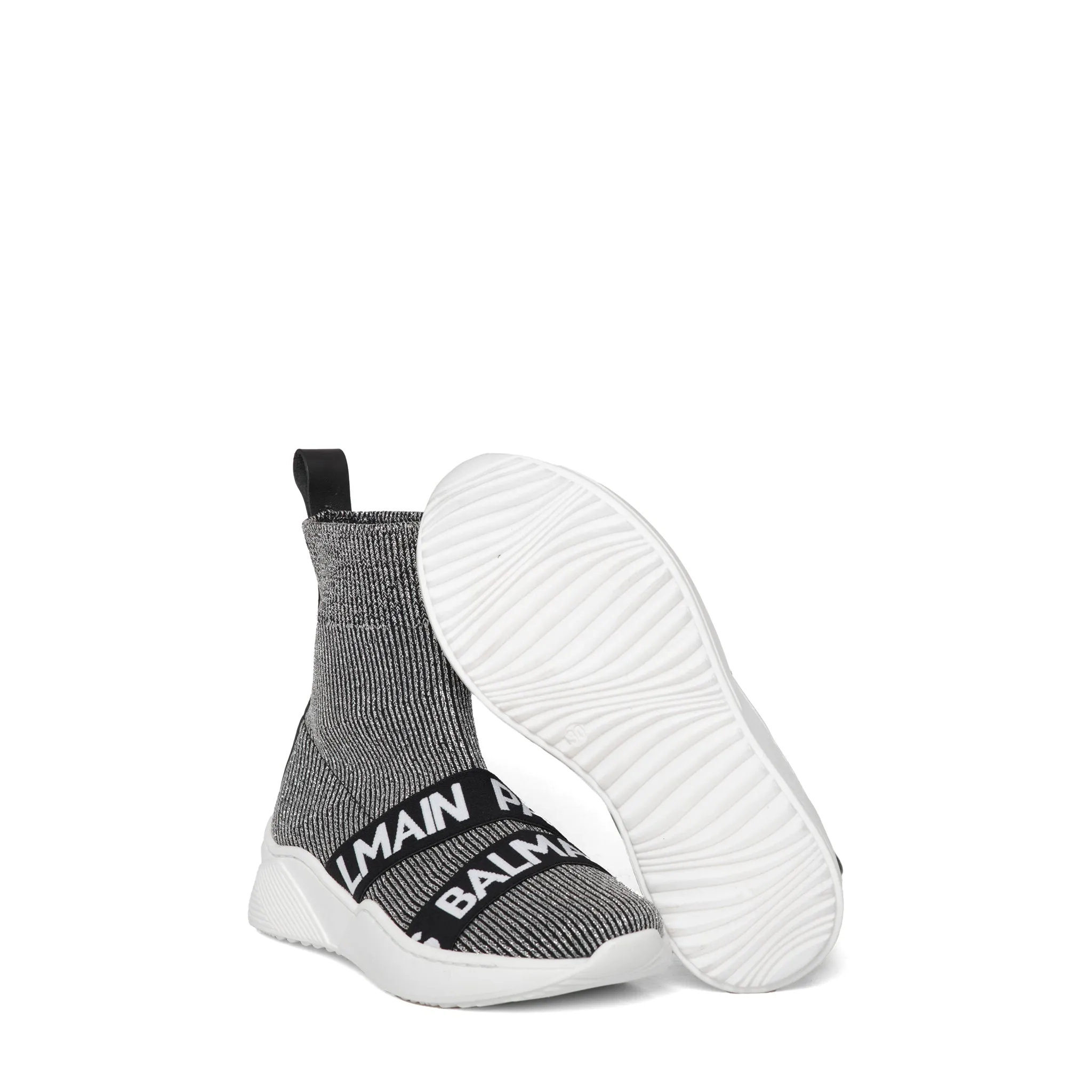 Balmain Kids Grey Knit Sock Shoe