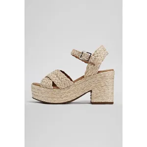 Beige and Beautiful Raffia Platform Heel