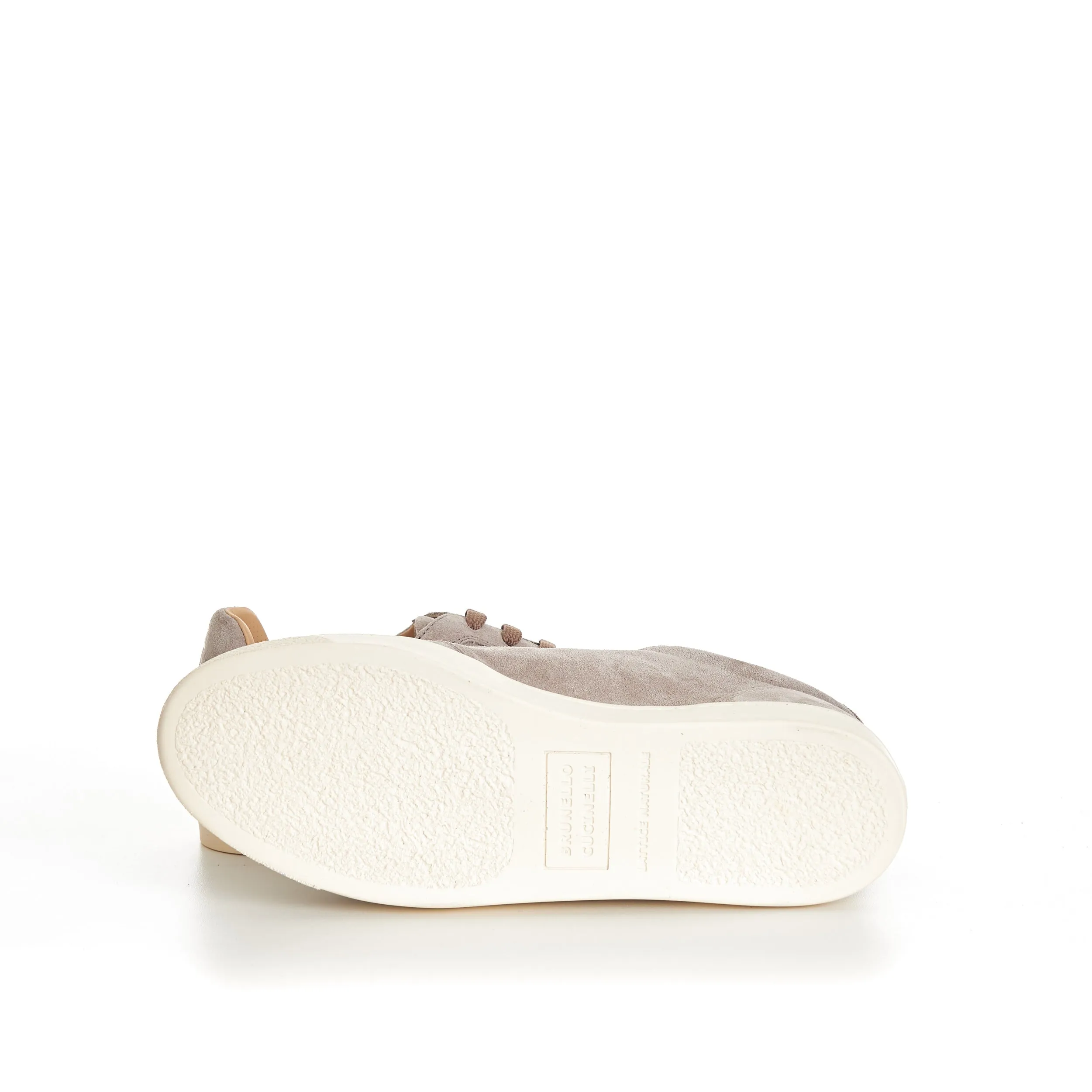 Beige Suede Round Toe Lace-Up Sneakers