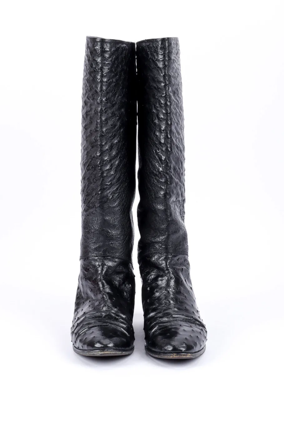 Black Ostrich Leather Riding Boots