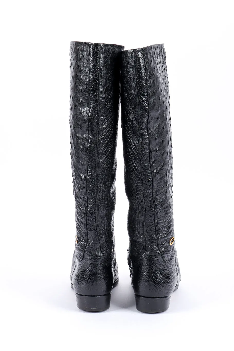 Black Ostrich Leather Riding Boots