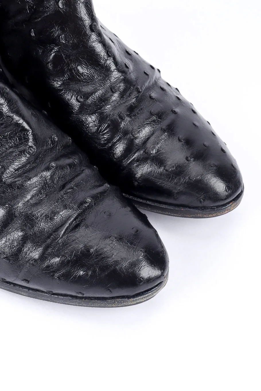 Black Ostrich Leather Riding Boots