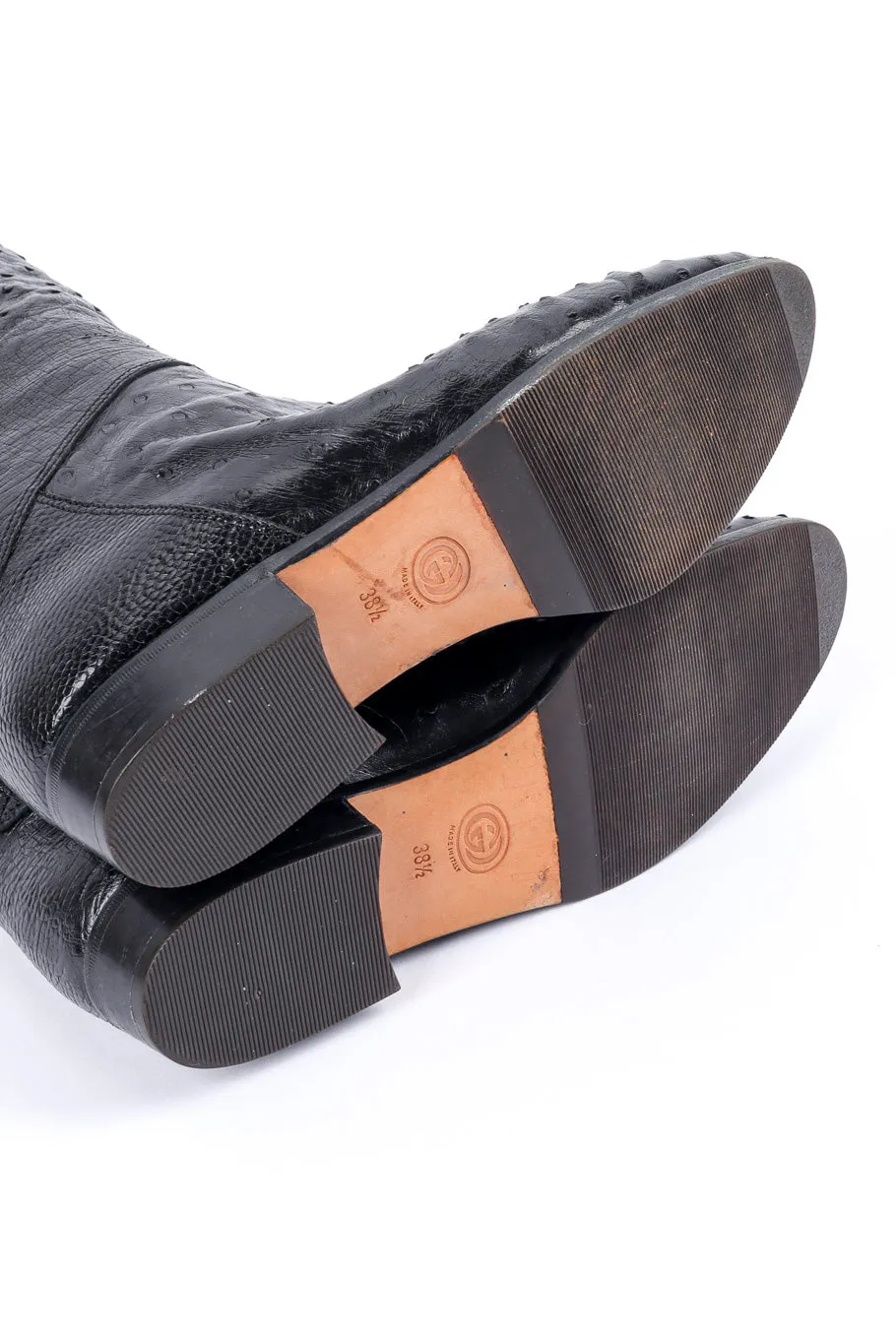 Black Ostrich Leather Riding Boots