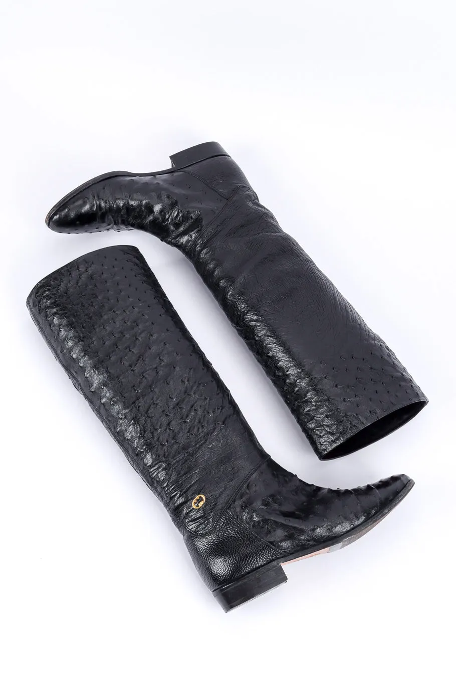 Black Ostrich Leather Riding Boots