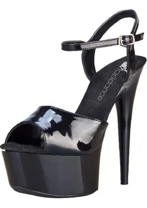 Black Platform Sandal With Quick Release Strap 6in Heel Size 7