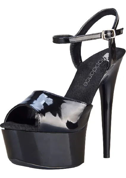 Black Platform Sandal With Quick Release Strap 6in Heel Size 7