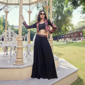 Black Sequined Palazzo Set