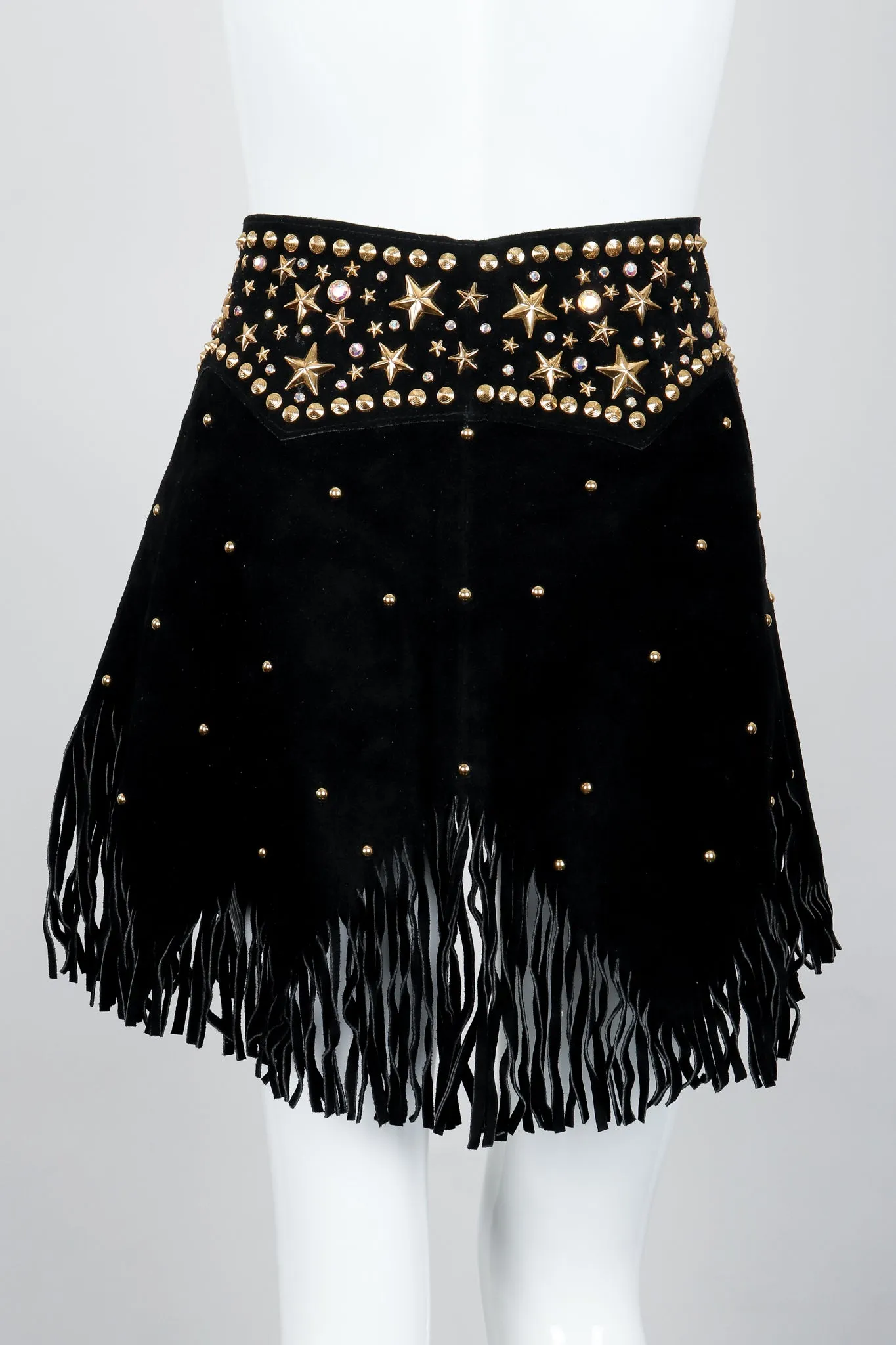 Black Studded Fringe Belt