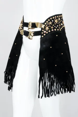 Black Studded Fringe Belt