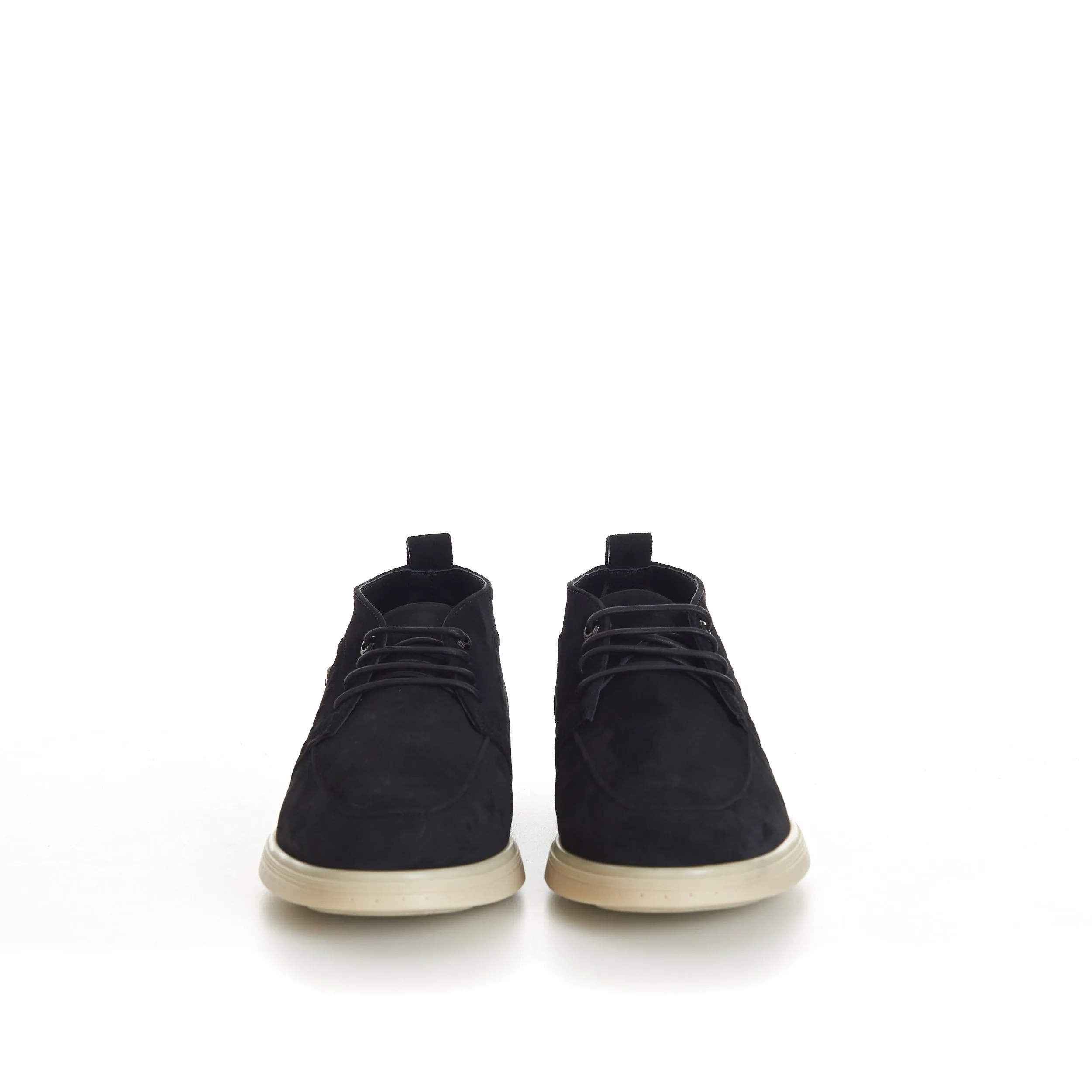 Black Suede Lace Up Chukka Boots With Rubber Soles