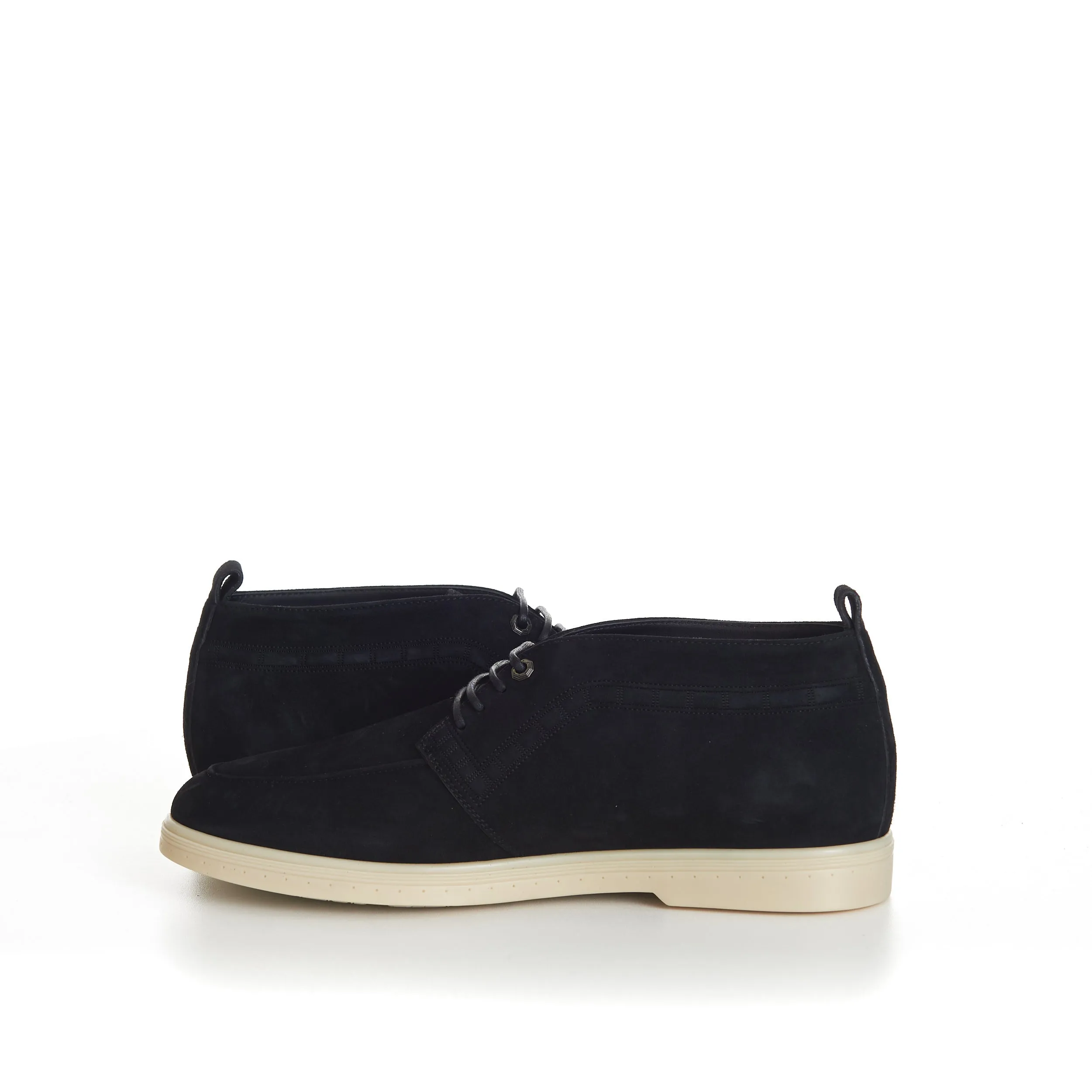 Black Suede Lace Up Chukka Boots With Rubber Soles