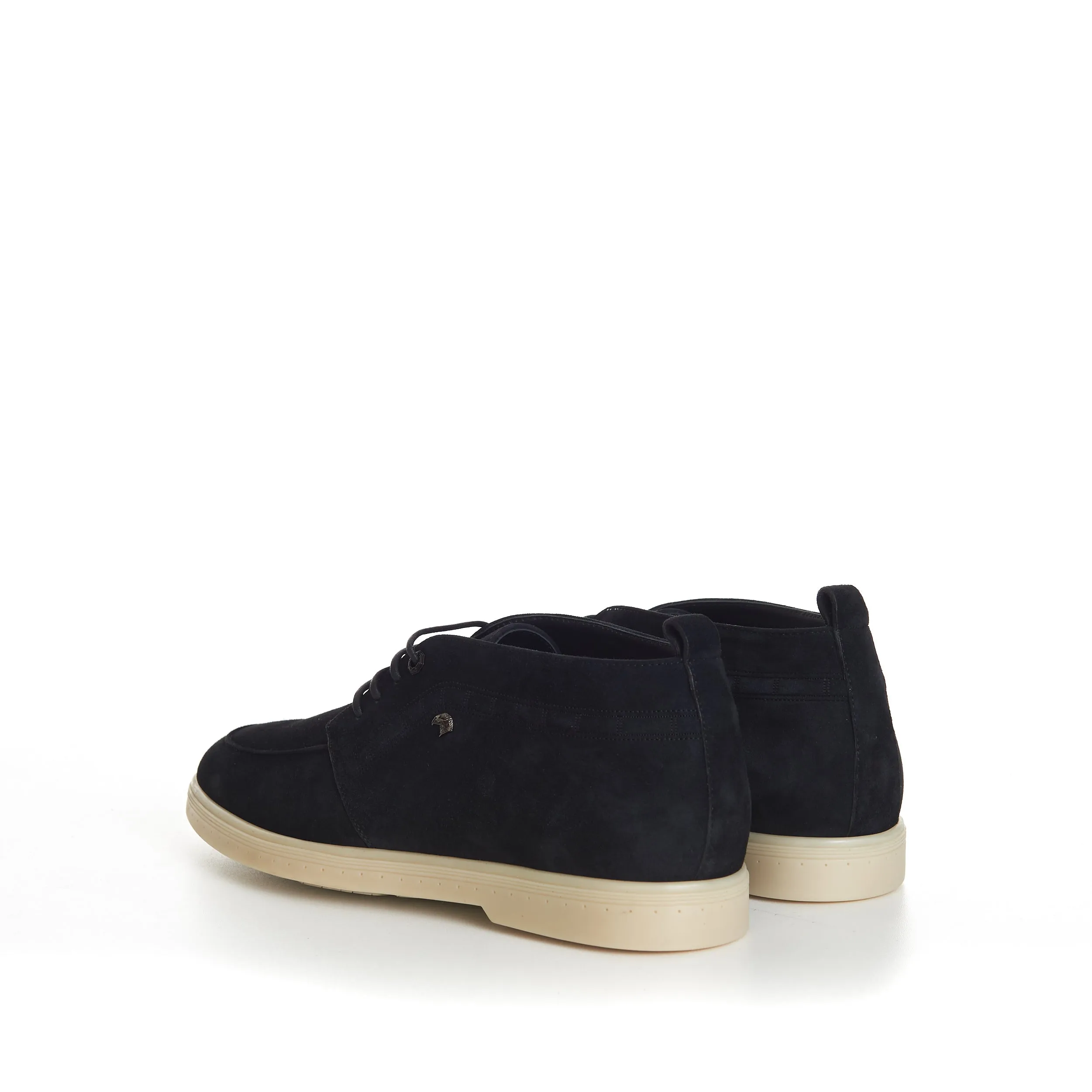 Black Suede Lace Up Chukka Boots With Rubber Soles