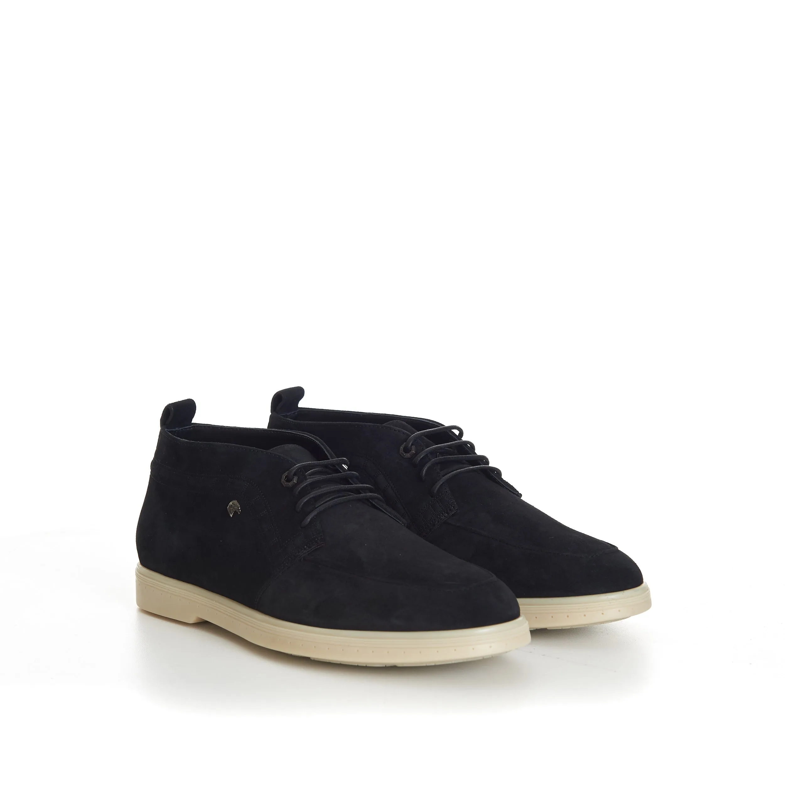 Black Suede Lace Up Chukka Boots With Rubber Soles