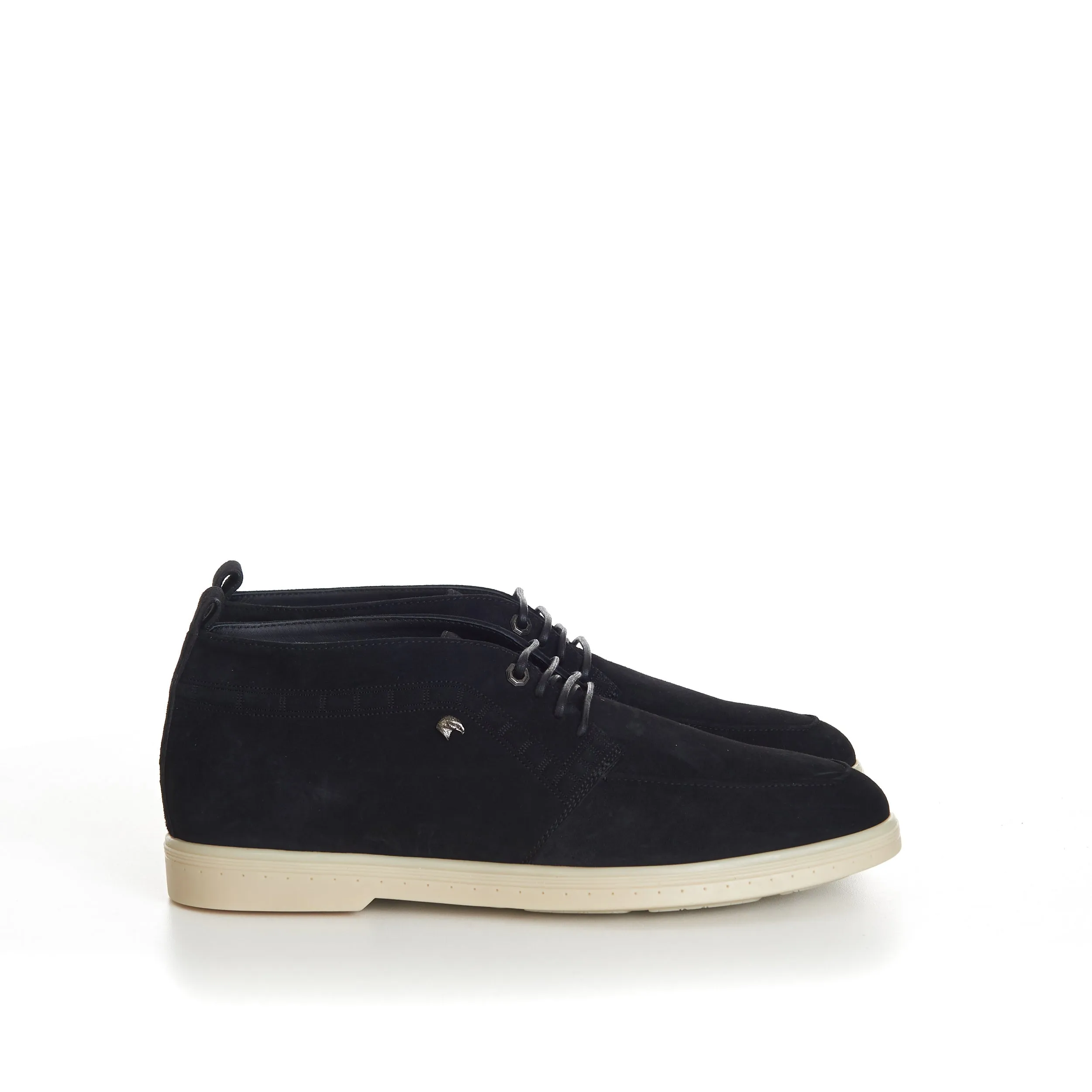 Black Suede Lace Up Chukka Boots With Rubber Soles