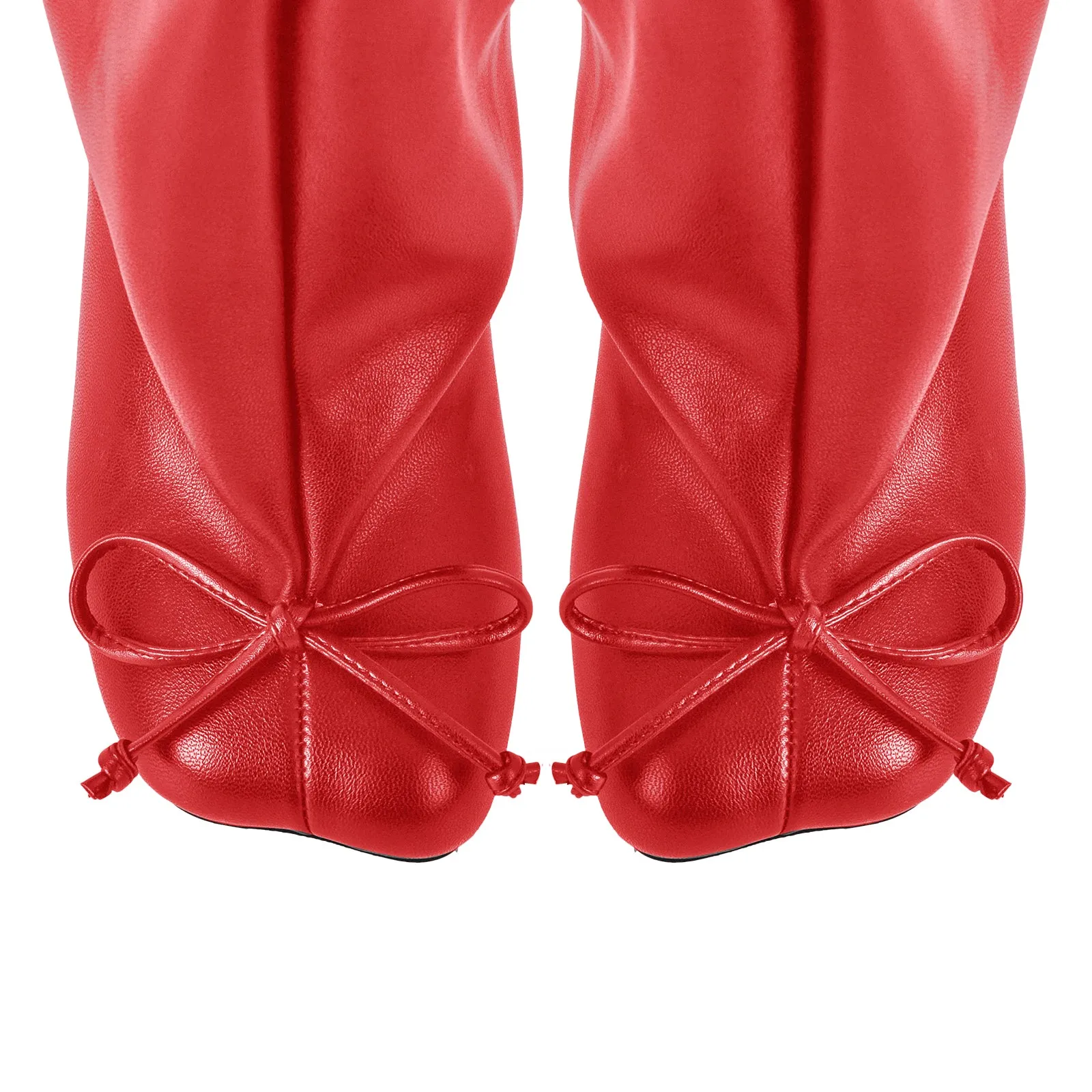 Bow Square Toe Stiletto Knee High Tabi Boots