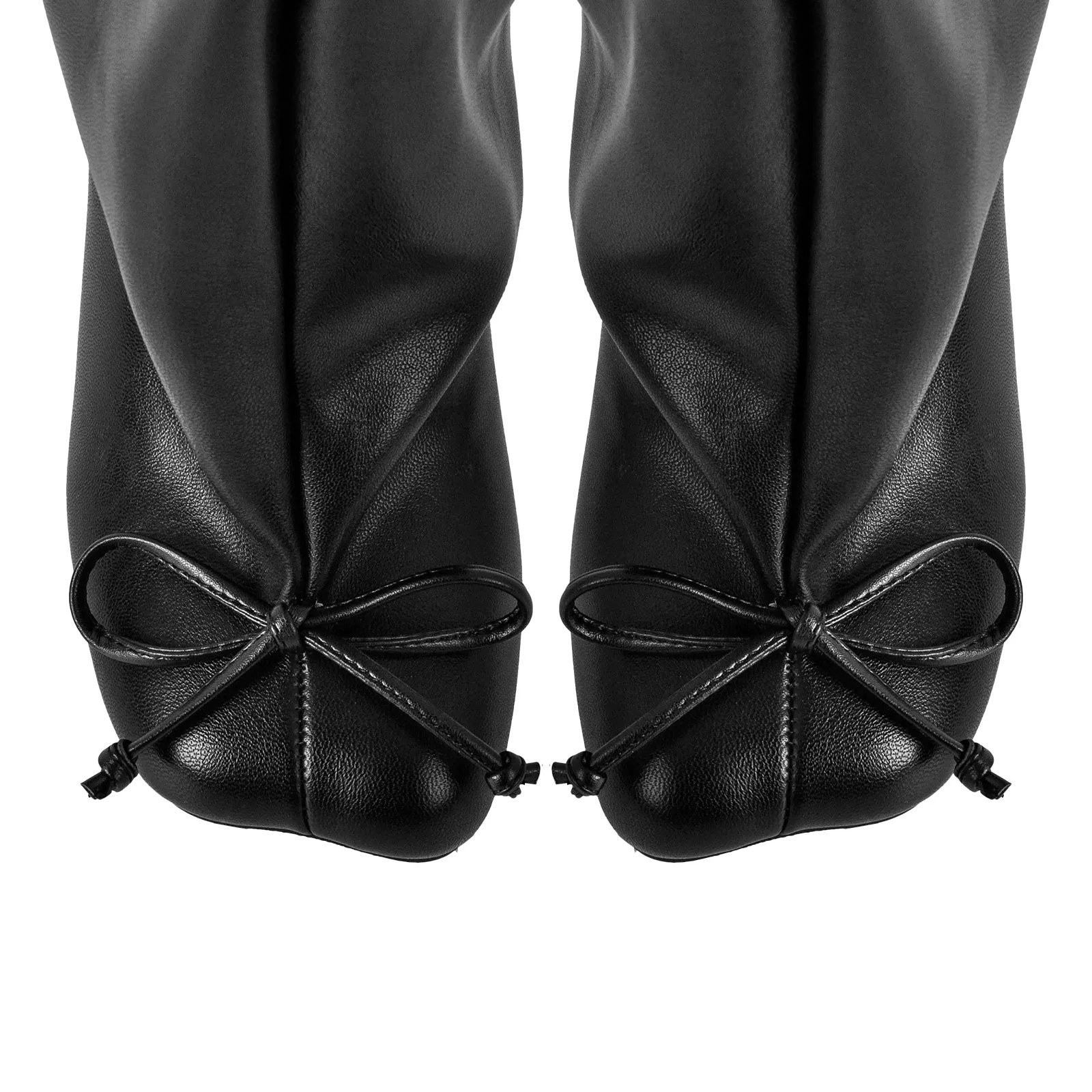 Bow Square Toe Stiletto Knee High Tabi Boots