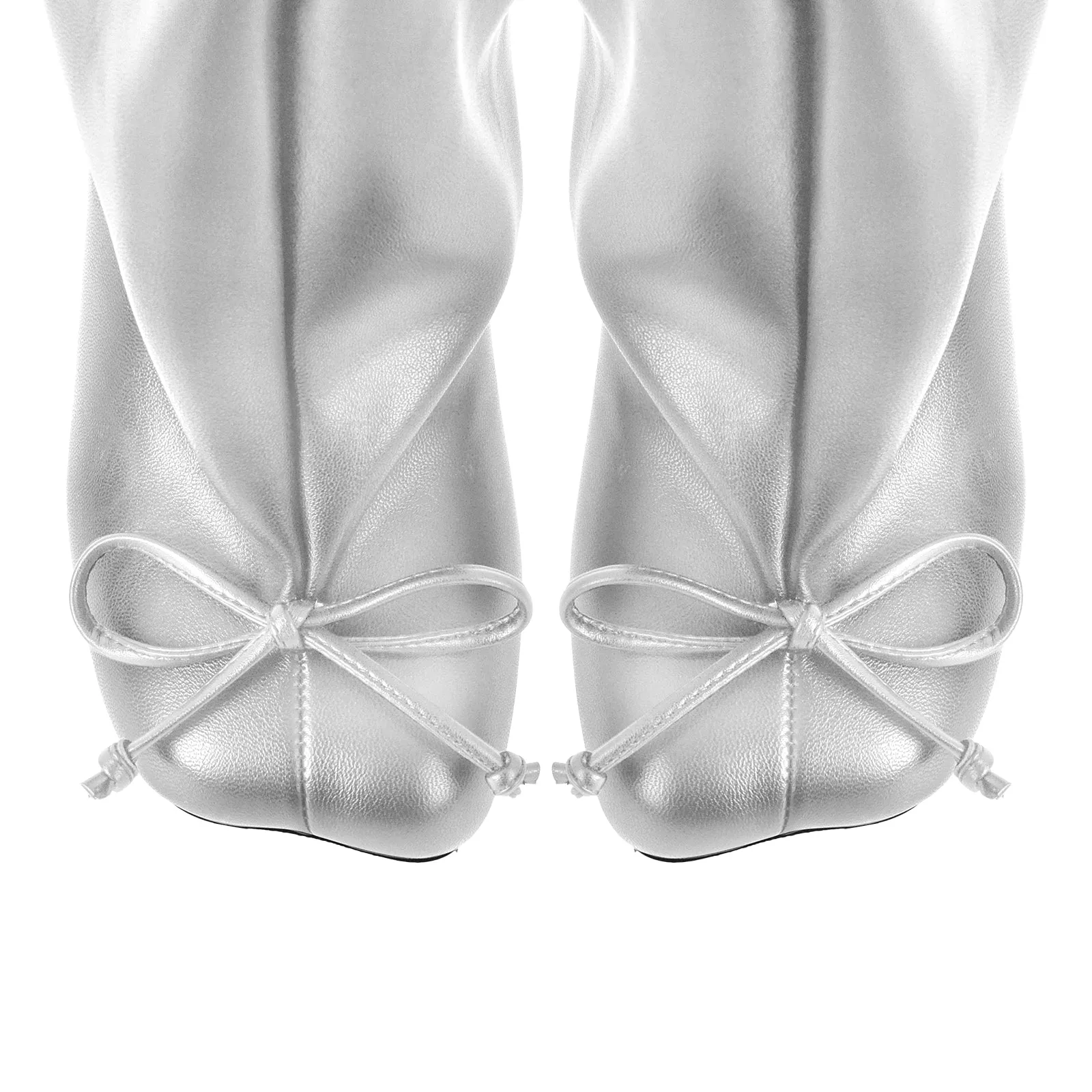 Bow Square Toe Stiletto Knee High Tabi Boots