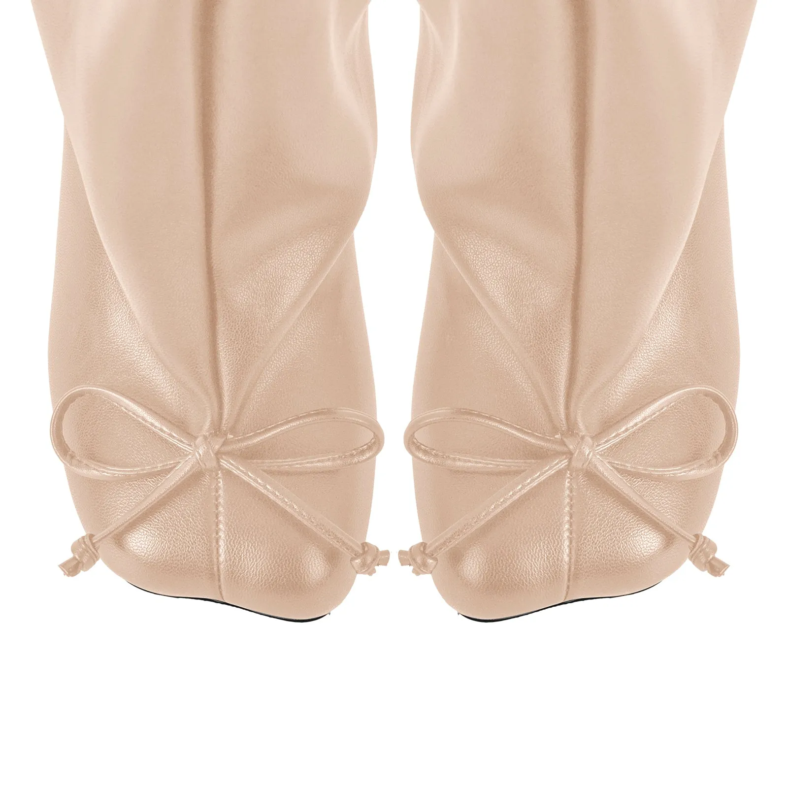 Bow Square Toe Stiletto Knee High Tabi Boots