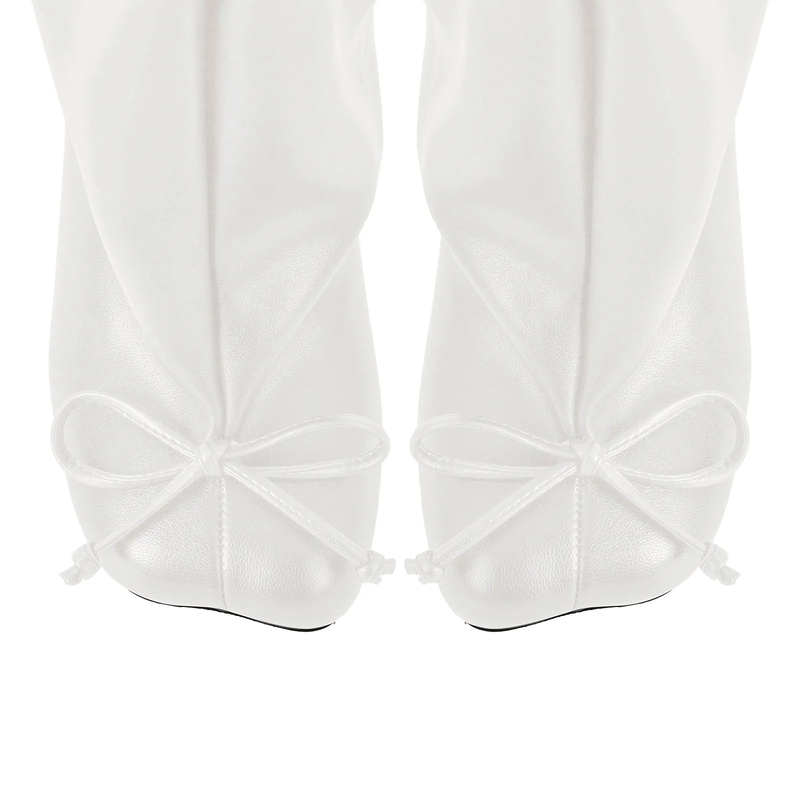 Bow Square Toe Stiletto Knee High Tabi Boots