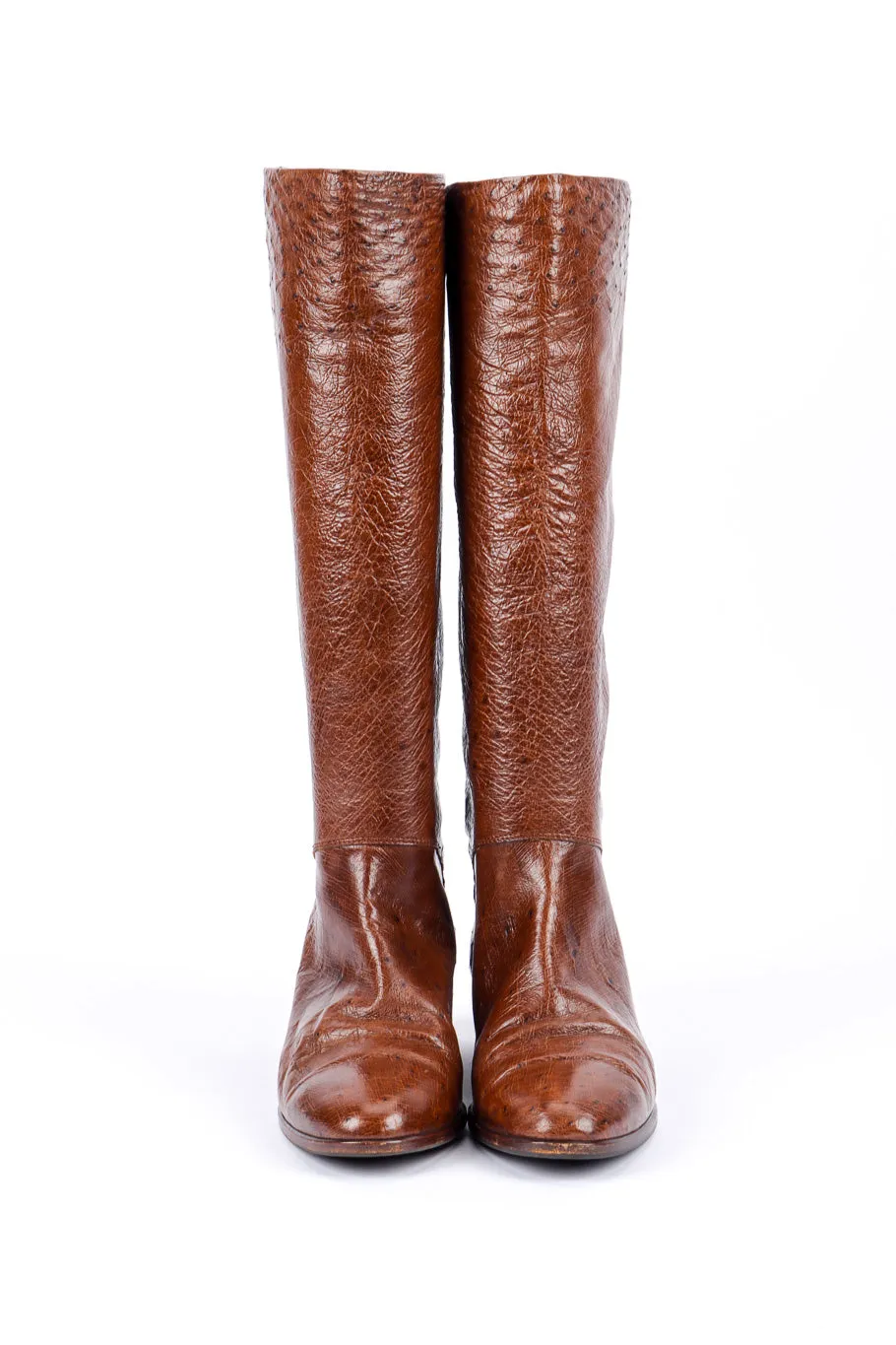 Brown Ostrich Leather Riding Boots