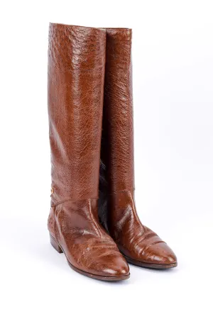 Brown Ostrich Leather Riding Boots