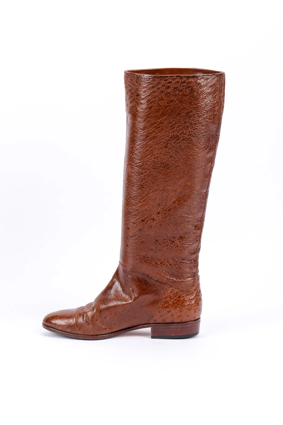 Brown Ostrich Leather Riding Boots