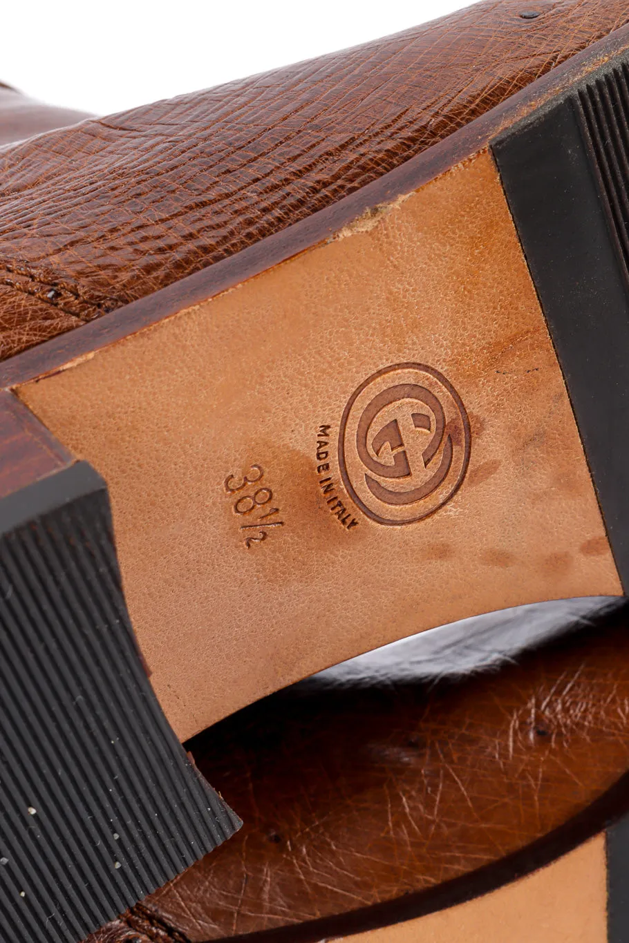 Brown Ostrich Leather Riding Boots