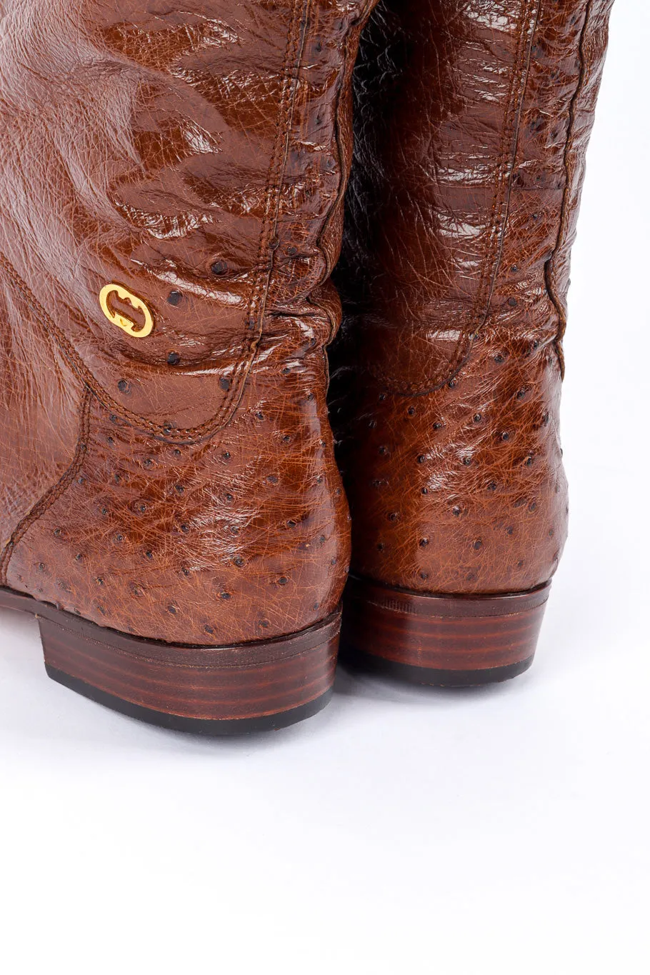 Brown Ostrich Leather Riding Boots