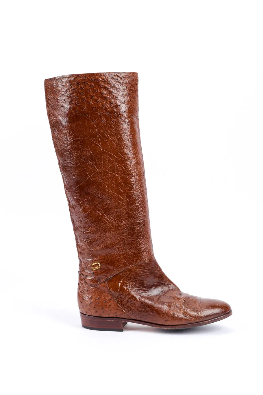 Brown Ostrich Leather Riding Boots