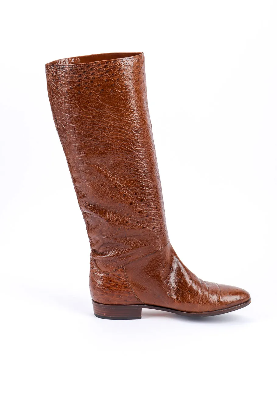 Brown Ostrich Leather Riding Boots