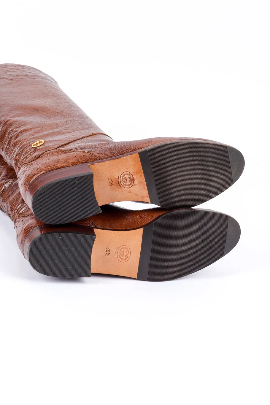 Brown Ostrich Leather Riding Boots