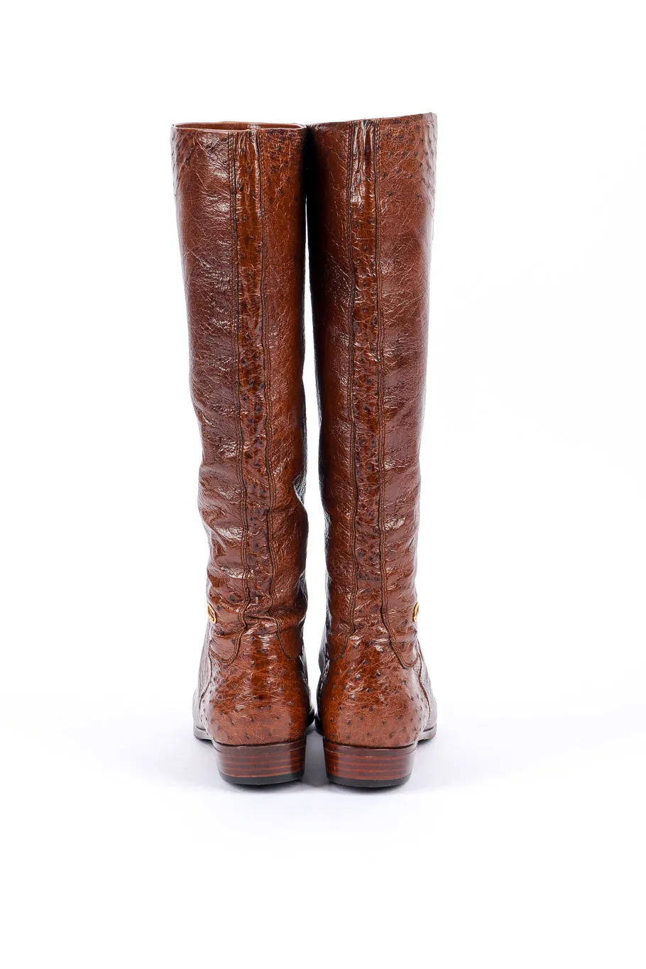 Brown Ostrich Leather Riding Boots