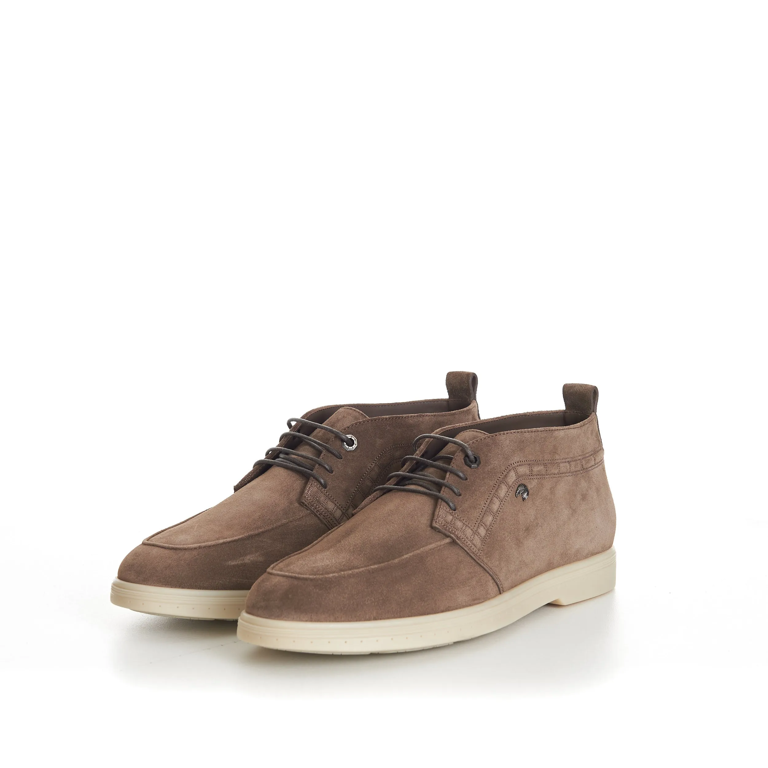 Brown Suede Lace Up Chukka Boots With Rubber Soles