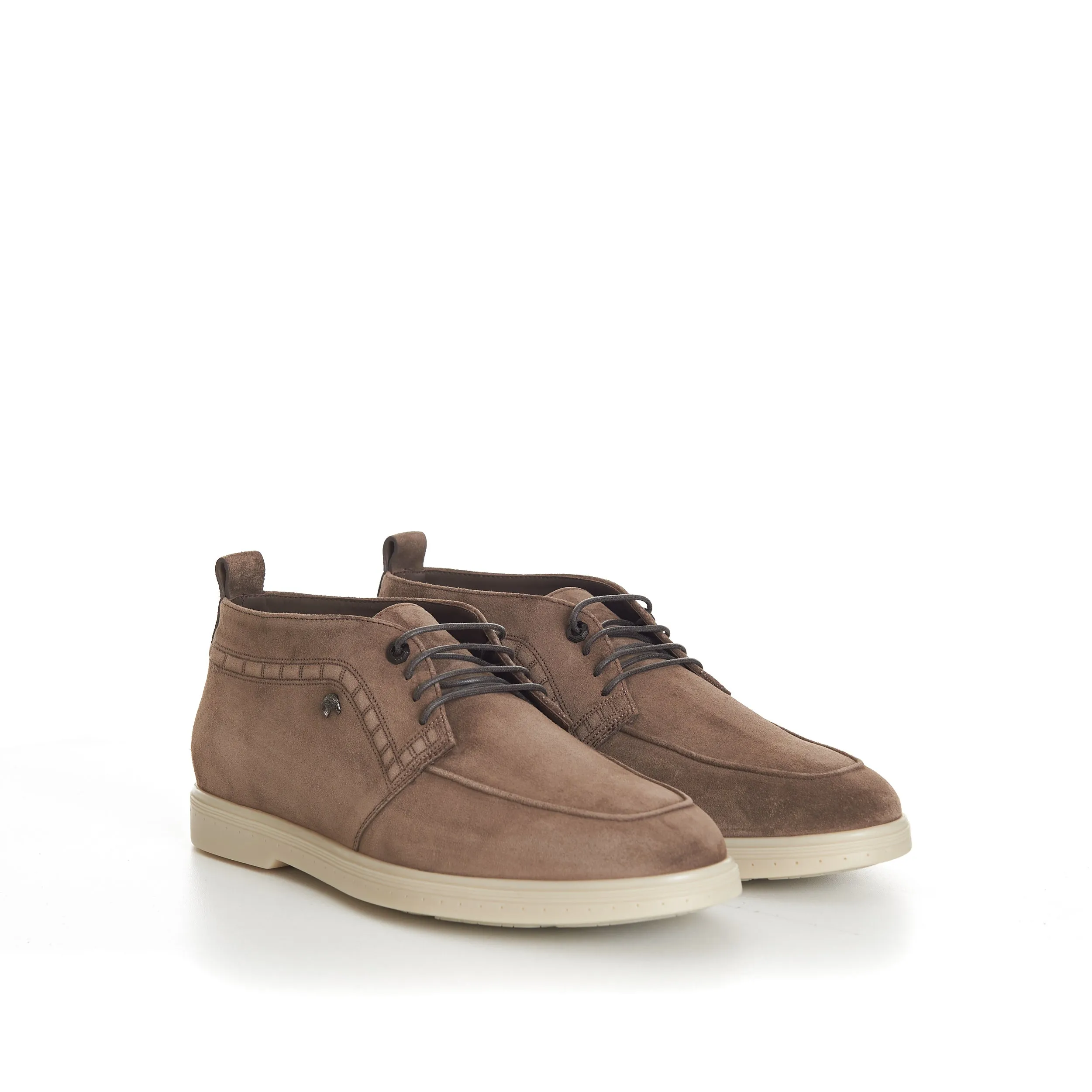 Brown Suede Lace Up Chukka Boots With Rubber Soles