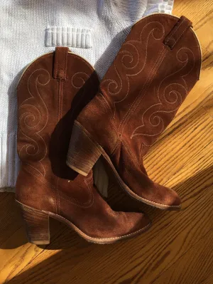 Brown Suede Western Boots