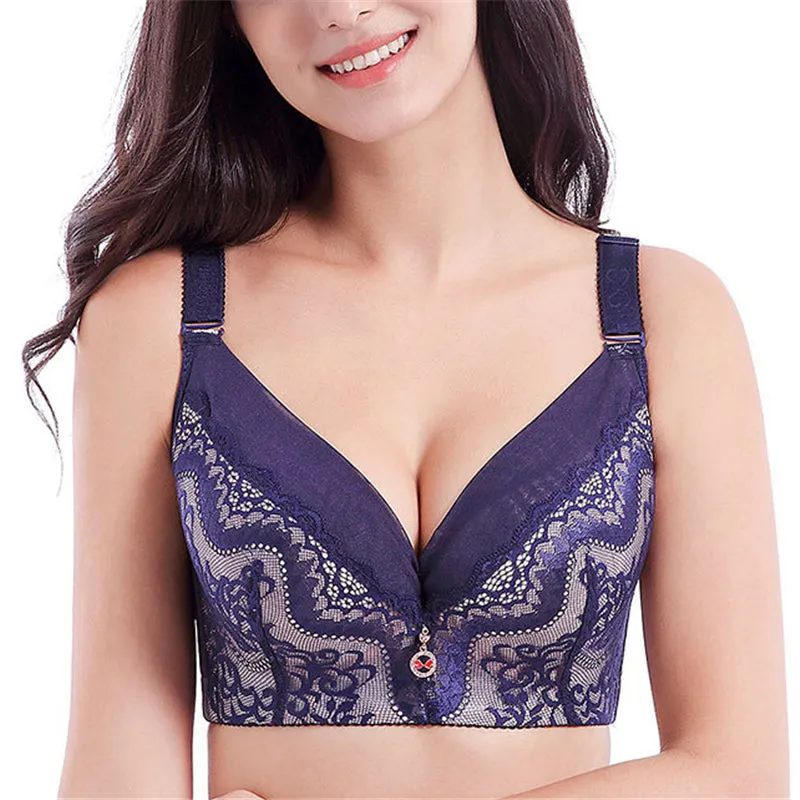 Busty Push Up Underwire Lace Bra That Fits - Black