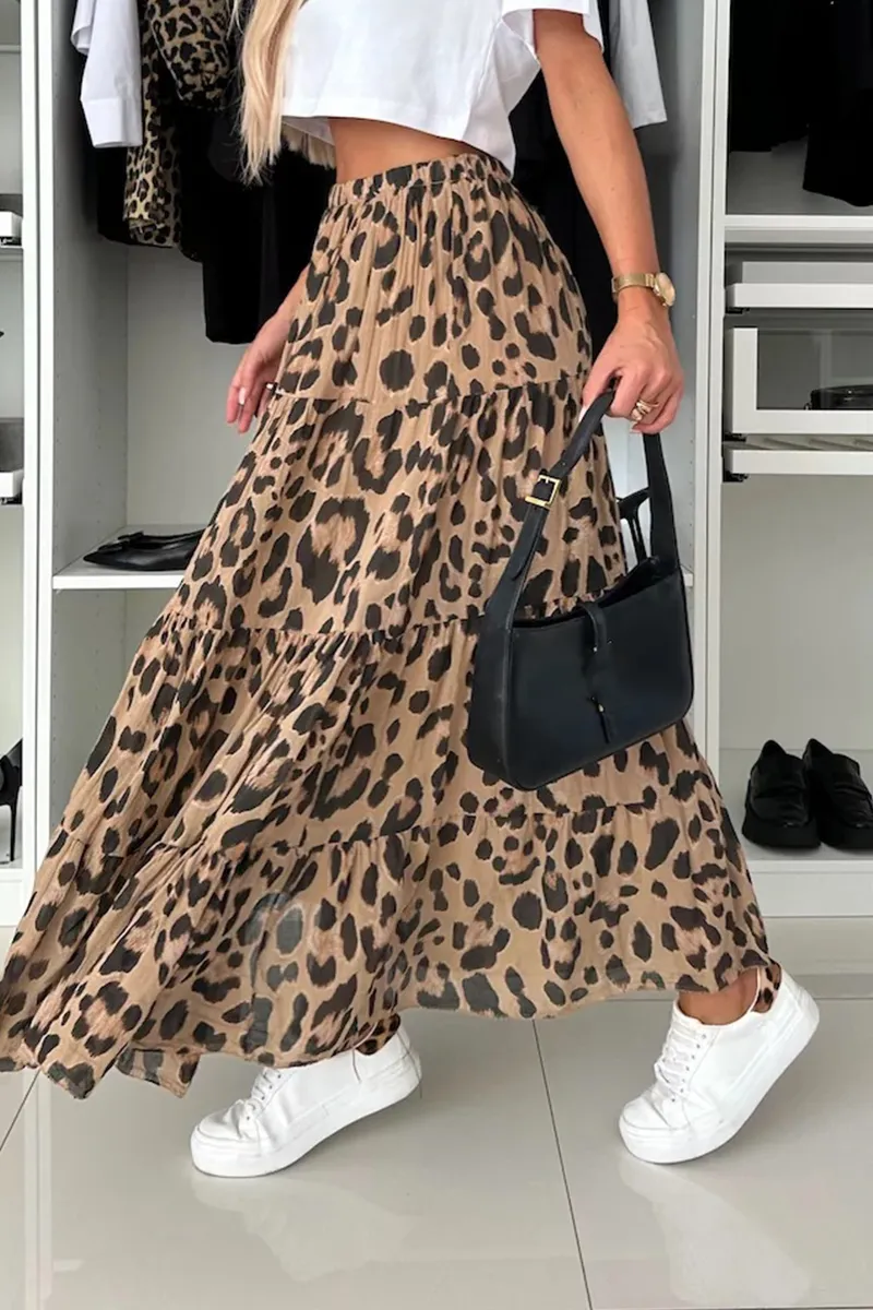 Casual Street Leopard Print Patchwork Loose High Waist Type A Full Print Bottoms