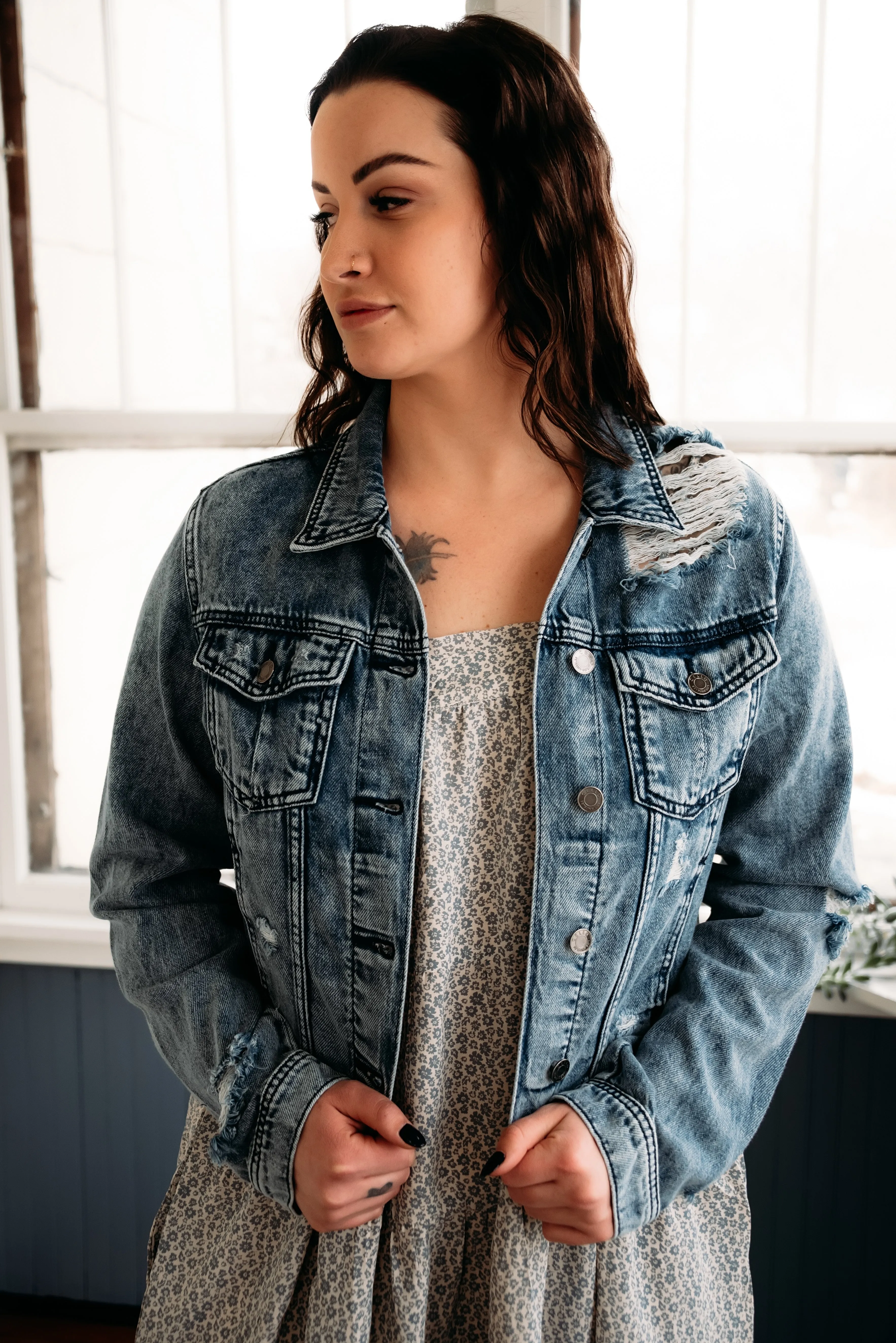 Cello Distressed Denim Jacket *FINAL SALE*