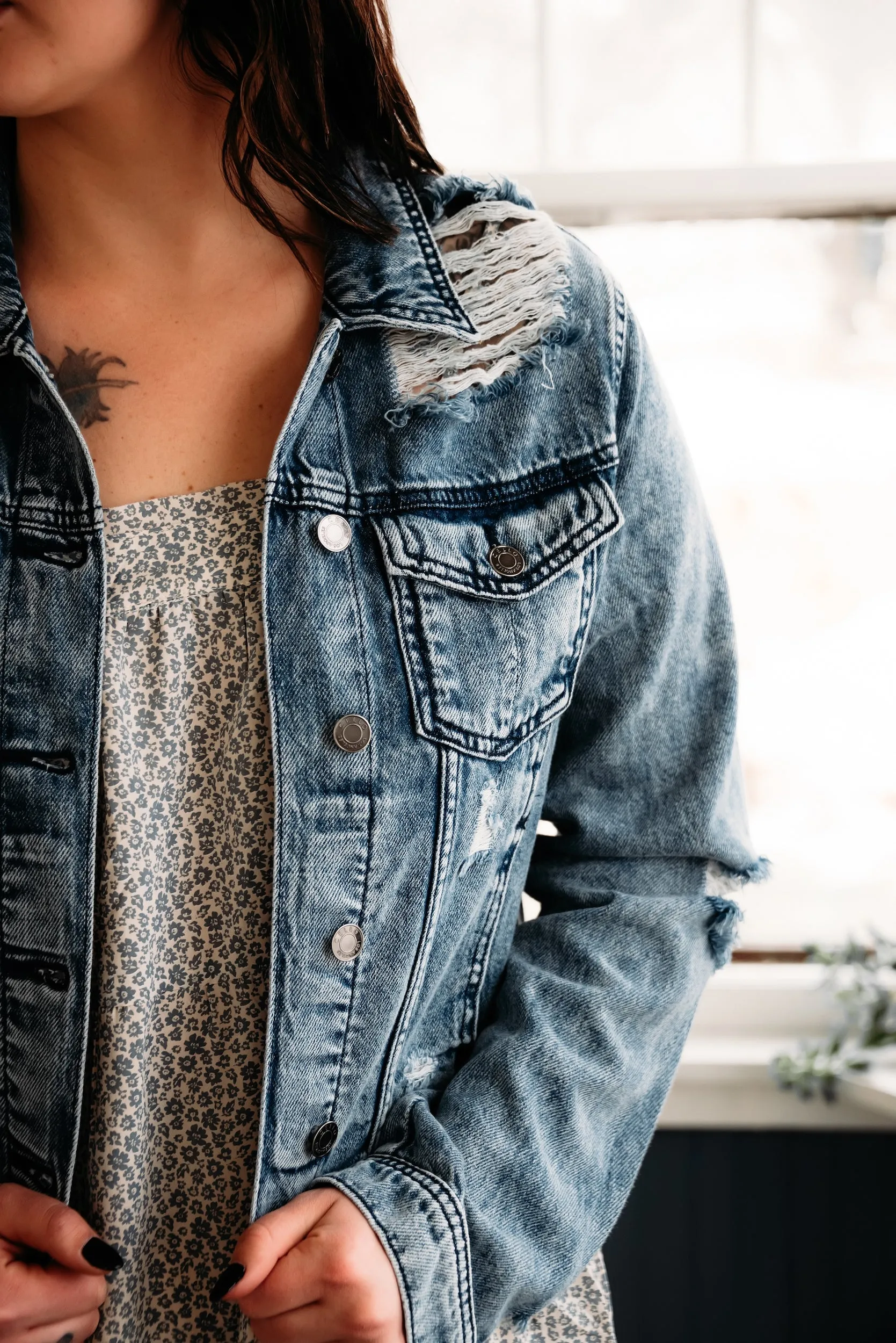 Cello Distressed Denim Jacket *FINAL SALE*