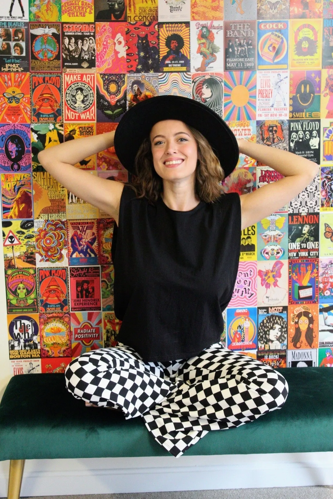 Checkered Bell Bottoms  High waist
