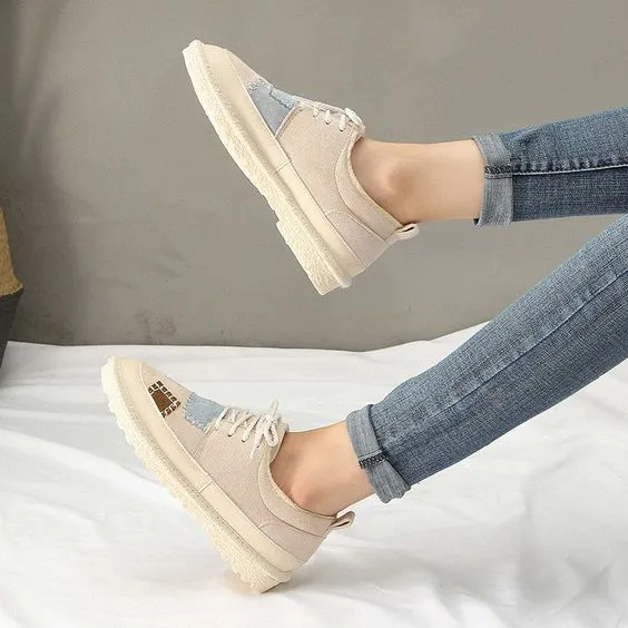 Chic Suede Design Flat Patch Shoes