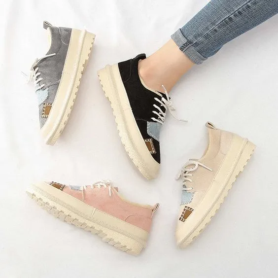 Chic Suede Design Flat Patch Shoes